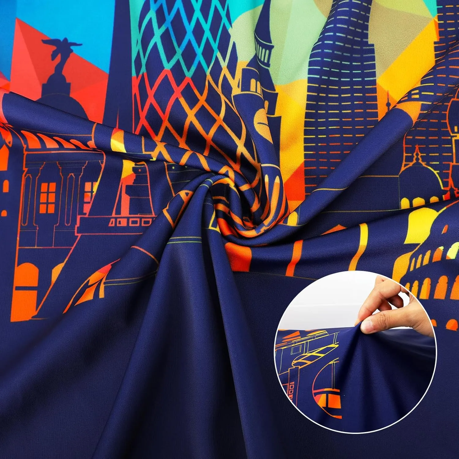 Travel Luggage Cover Protector Washable Suitcase Cover Fits 27-30 Inch Luggage (L,Blue,Landmark)