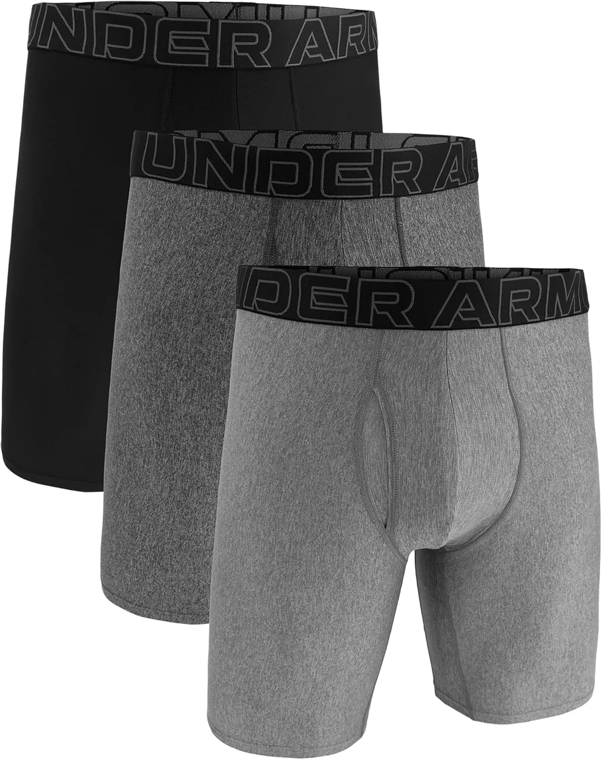 Under Armour Men's Multi-Pack Performance Tech Long-Leg Boxer Brief, 9" Inseam, All-Day Comfort