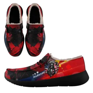 Unique Gift,Personalized Flag Sneakers, Custom Patriotic Fur Lining Loafer Shoes, Best Gift for Vateran.FN042-24020295-9b