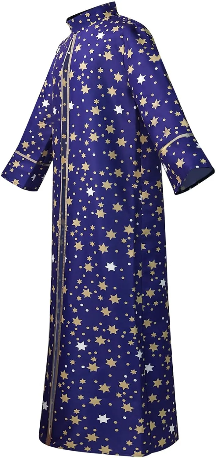 Unisex Wizard Costume Adult Wizard Cosplay Witch Cloak Stars Magician Cape and Hat Halloween Outfits