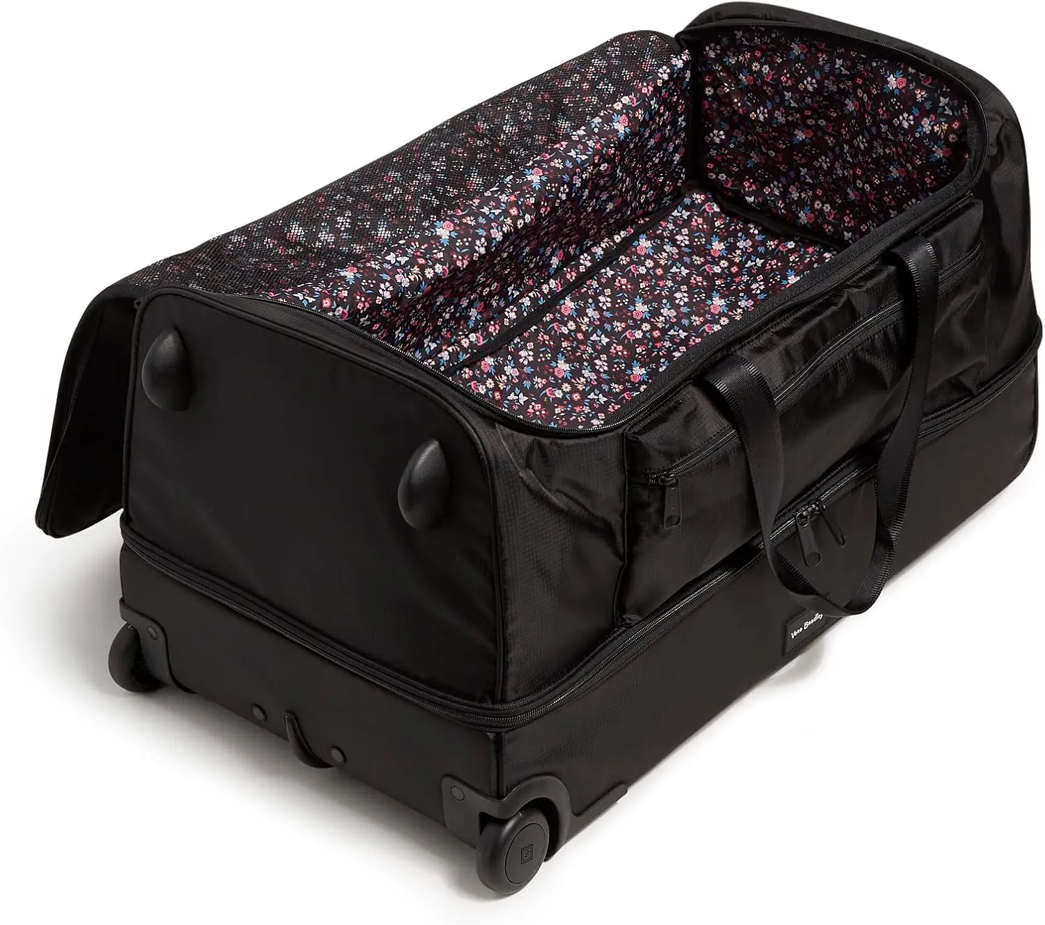 Vera Bradley Women's Recycled Ripstop XL Foldable Rolling Duffel Travel Bag, Black, One Size