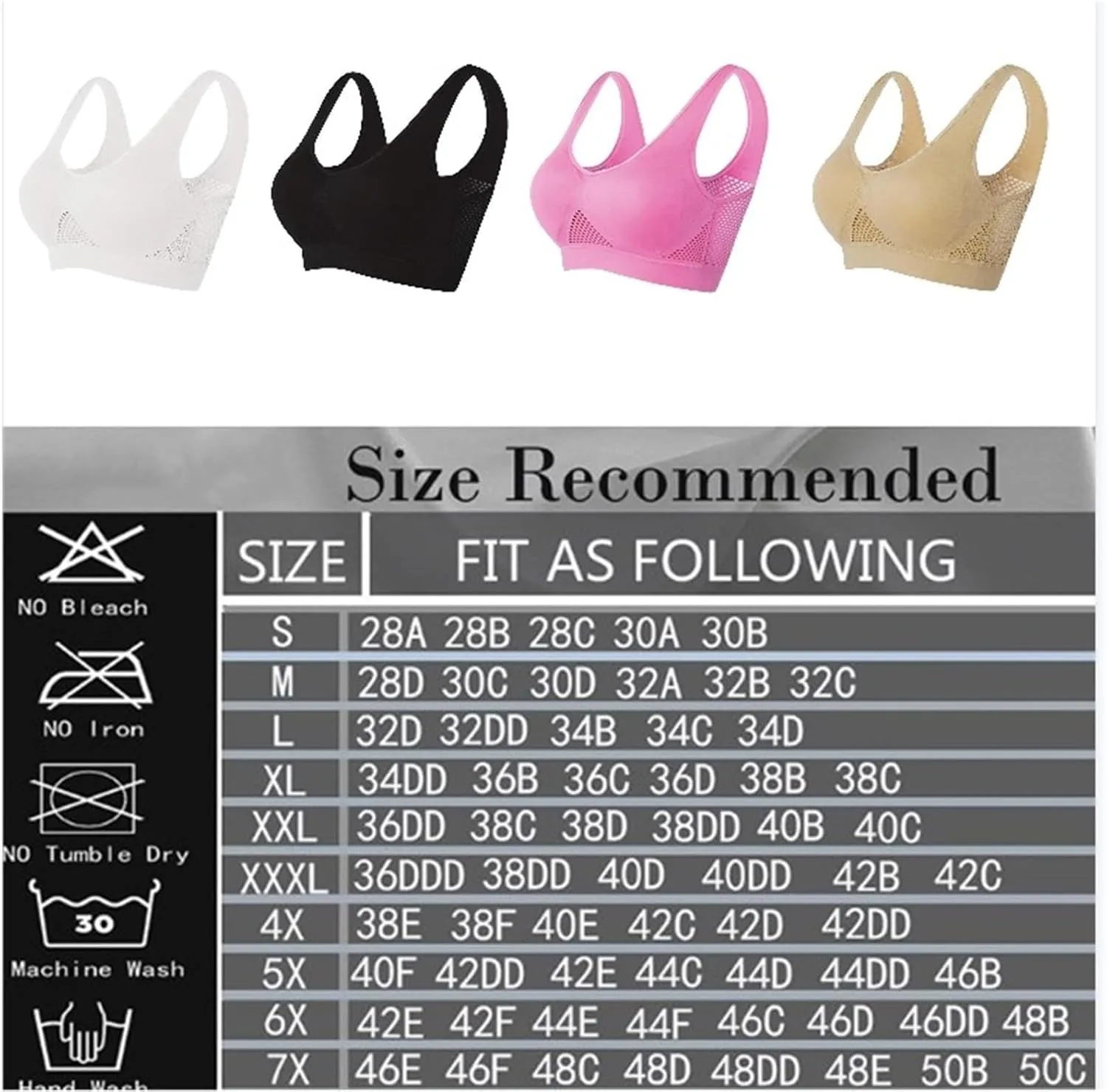 Visulong Breathable Cool Liftup Air Bra, Breathable Anti-Sagging Breasts Bra, Wireless Cool Liftup Air Bra for Women(White,XX-Large)