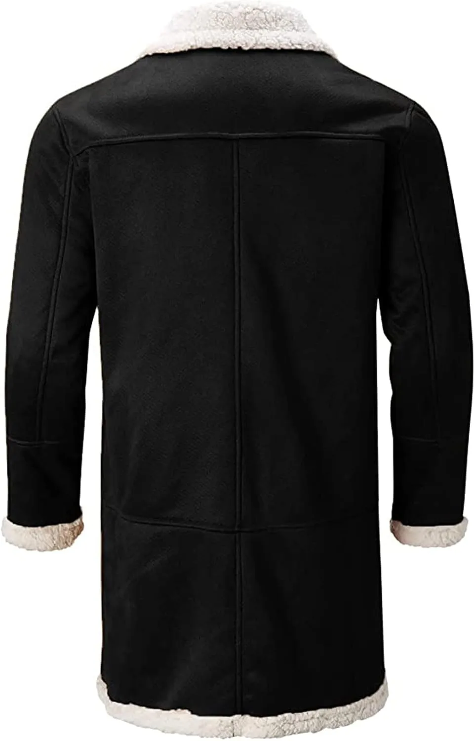 Warm Fleece Jacket for Mens Artificial Lined Hooded Retro Long Jacket Coat Winter Jackets for Men