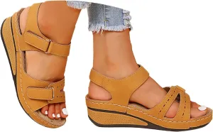 Wedge Sandals for Women Comfortable Orthopedic Sandals for Women 2024 Open Toe Thick Soled Sandals with Buckle Strap