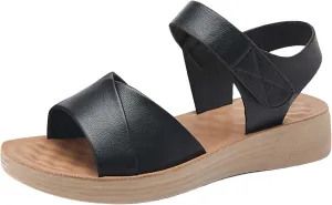 Wedge Sandals for Women Open Toe Ankle Strap Platform Sandals Comfortable Slip On Beach Slides Wide Width Dress Shoes