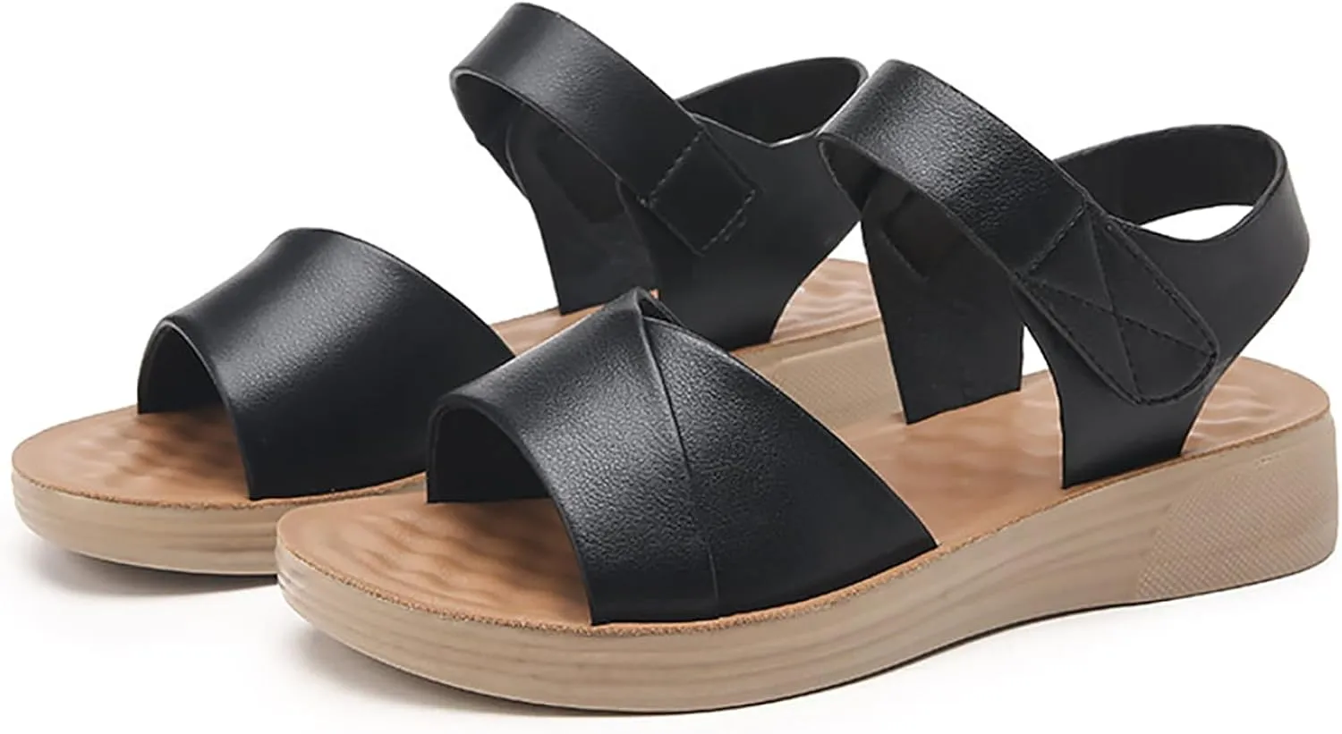 Wedge Sandals for Women Open Toe Ankle Strap Platform Sandals Comfortable Slip On Beach Slides Wide Width Dress Shoes