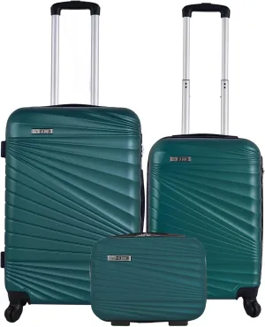 WELL HOME MOBILIARIO & DECORACIN Set of 3 Suitcases Cabin 22"/Medium 26"/Toiletry Bag 9", Green, 26 pulgadas, Rigid Suitcase Games