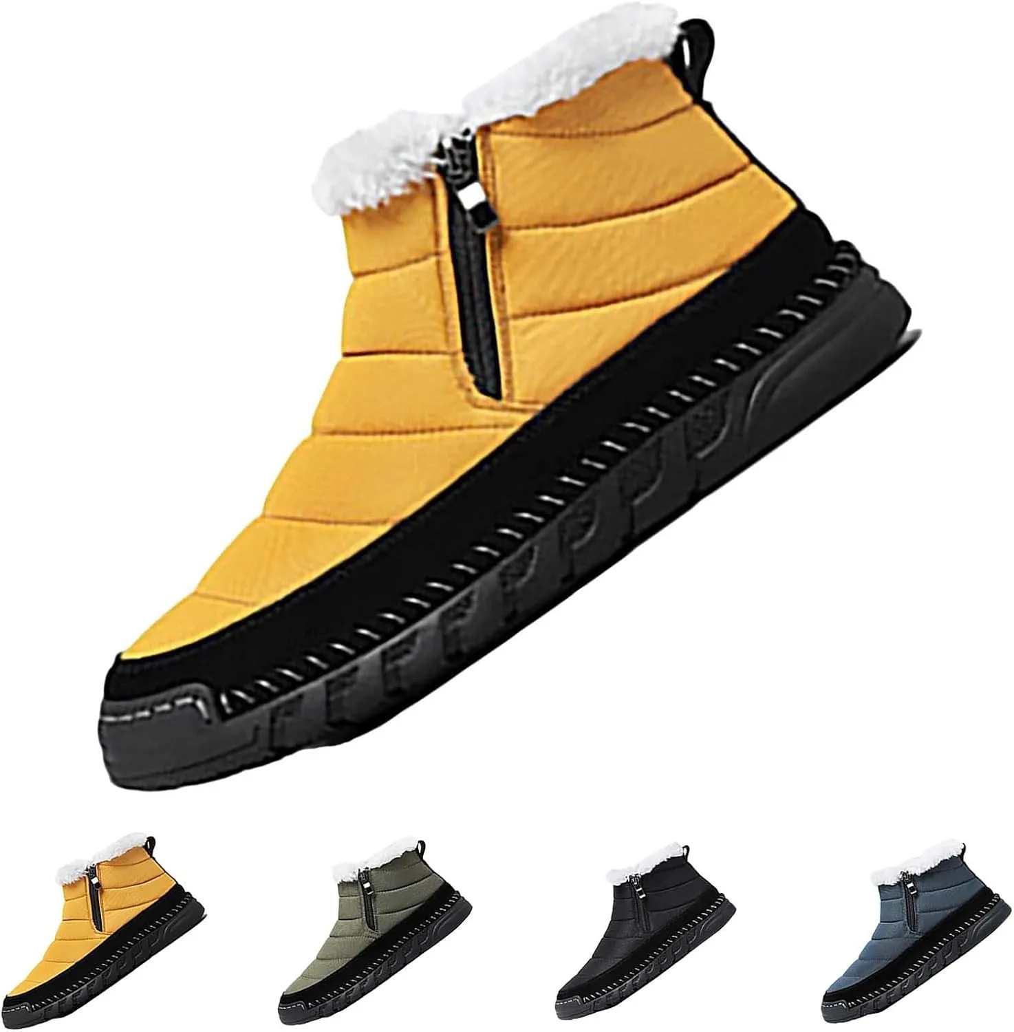 White Furry Snow Boots for Women Short Black Snow Boots Women Fur Lined Boots Womens Warm Boots Womens Winter Boots Waterproof Insulated Ankle Early Prime of Day Deals 2024