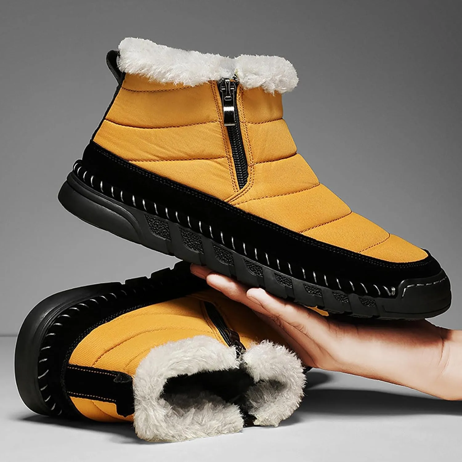 White Furry Snow Boots for Women Short Black Snow Boots Women Fur Lined Boots Womens Warm Boots Womens Winter Boots Waterproof Insulated Ankle Early Prime of Day Deals 2024