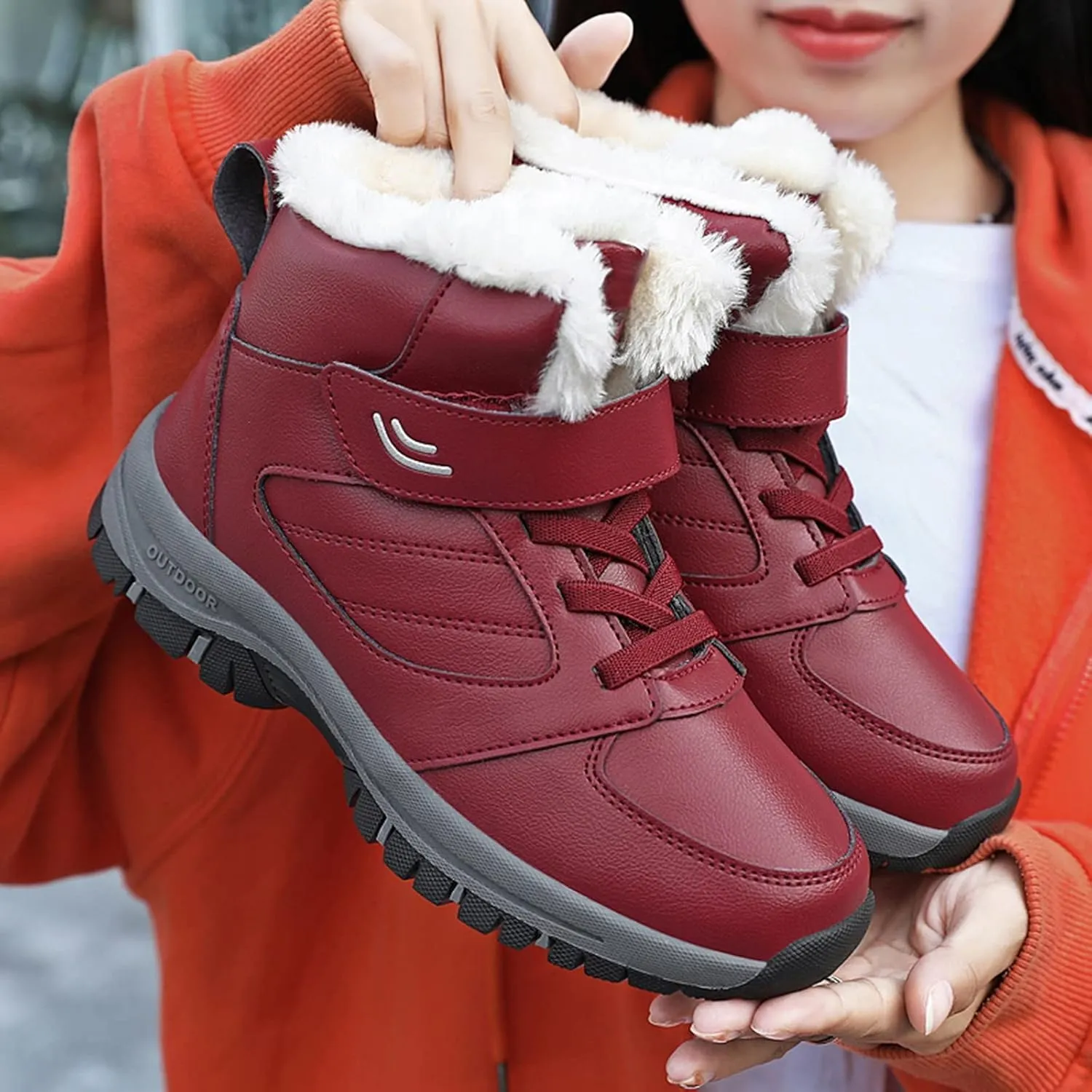 Wide Calf Snow Boots for Women Plus Size 10 Wide Snow Boots for Woman Women Winter Booties Leather Mid Calf Winter Boots for Women Low Heel Women Winter Wide Width Boot