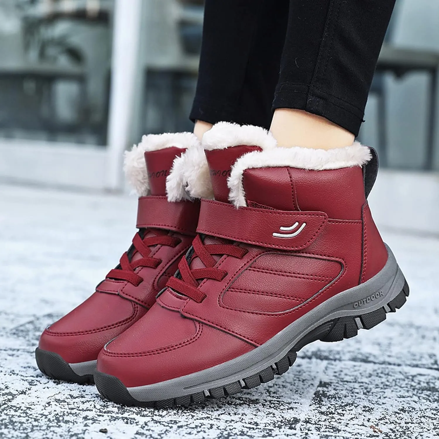 Wide Calf Snow Boots for Women Plus Size 10 Wide Snow Boots for Woman Women Winter Booties Leather Mid Calf Winter Boots for Women Low Heel Women Winter Wide Width Boot