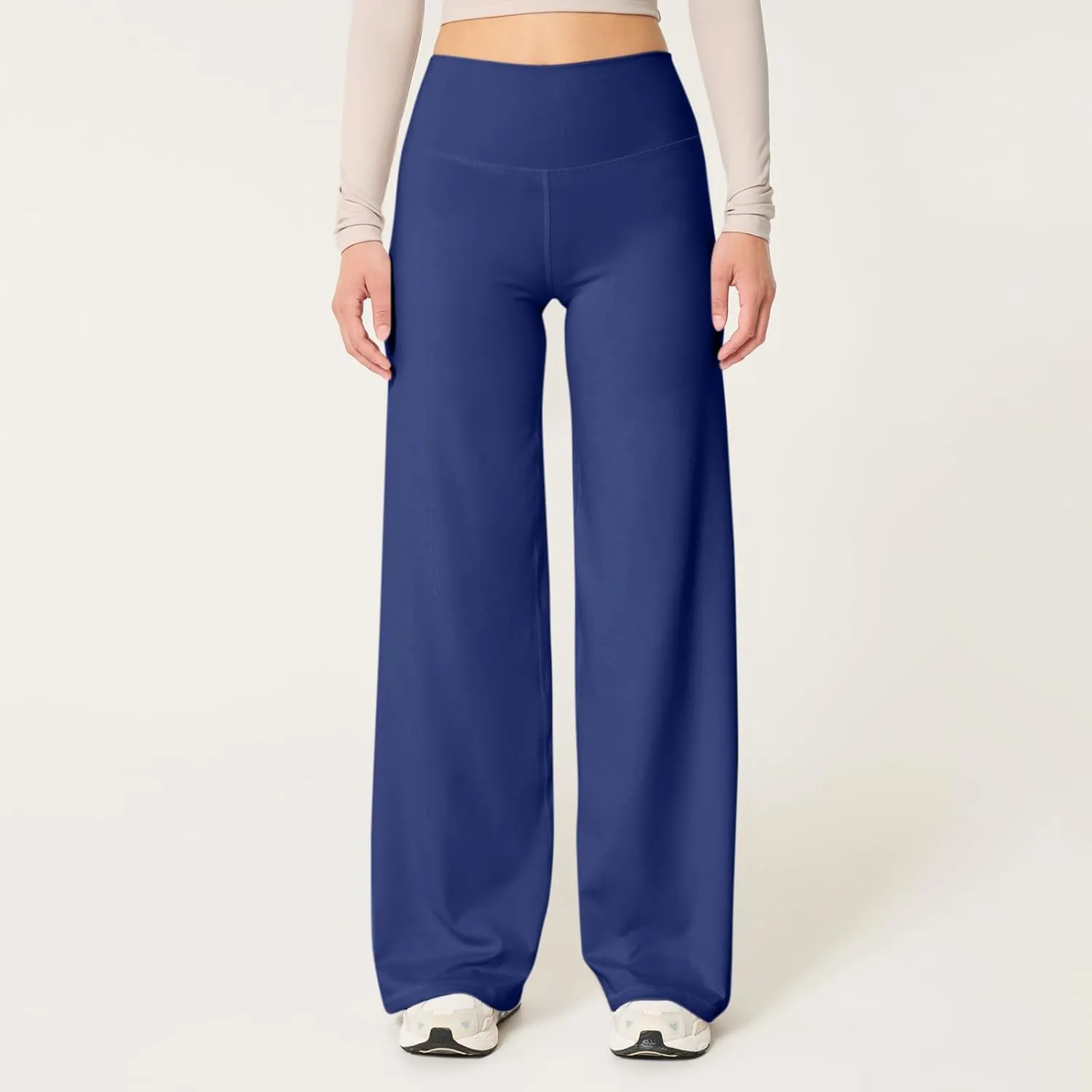 Wide Leg Yoga Pants for Women Elastic High Waisted Lounge Pants Slim Fit Leggings Pull on Trousers Straight Leg Casual Pants