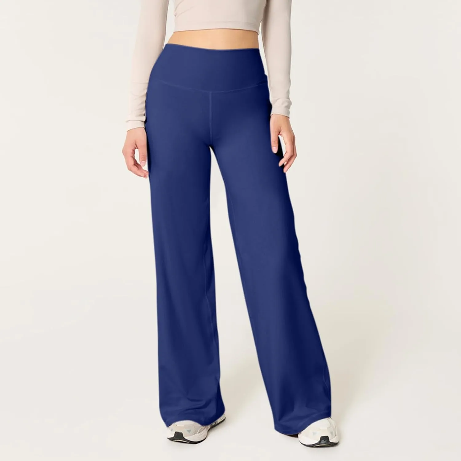 Wide Leg Yoga Pants for Women Elastic High Waisted Lounge Pants Slim Fit Leggings Pull on Trousers Straight Leg Casual Pants