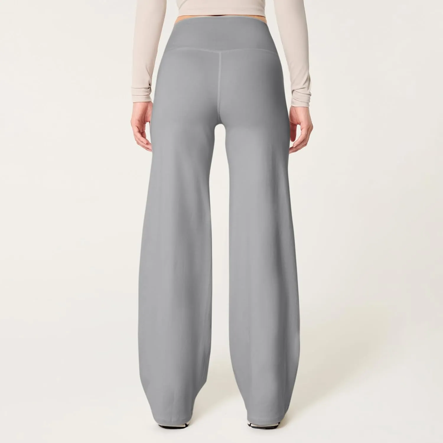 Wide Leg Yoga Pants for Women Elastic High Waisted Lounge Pants Slim Fit Leggings Pull on Trousers Straight Leg Casual Pants