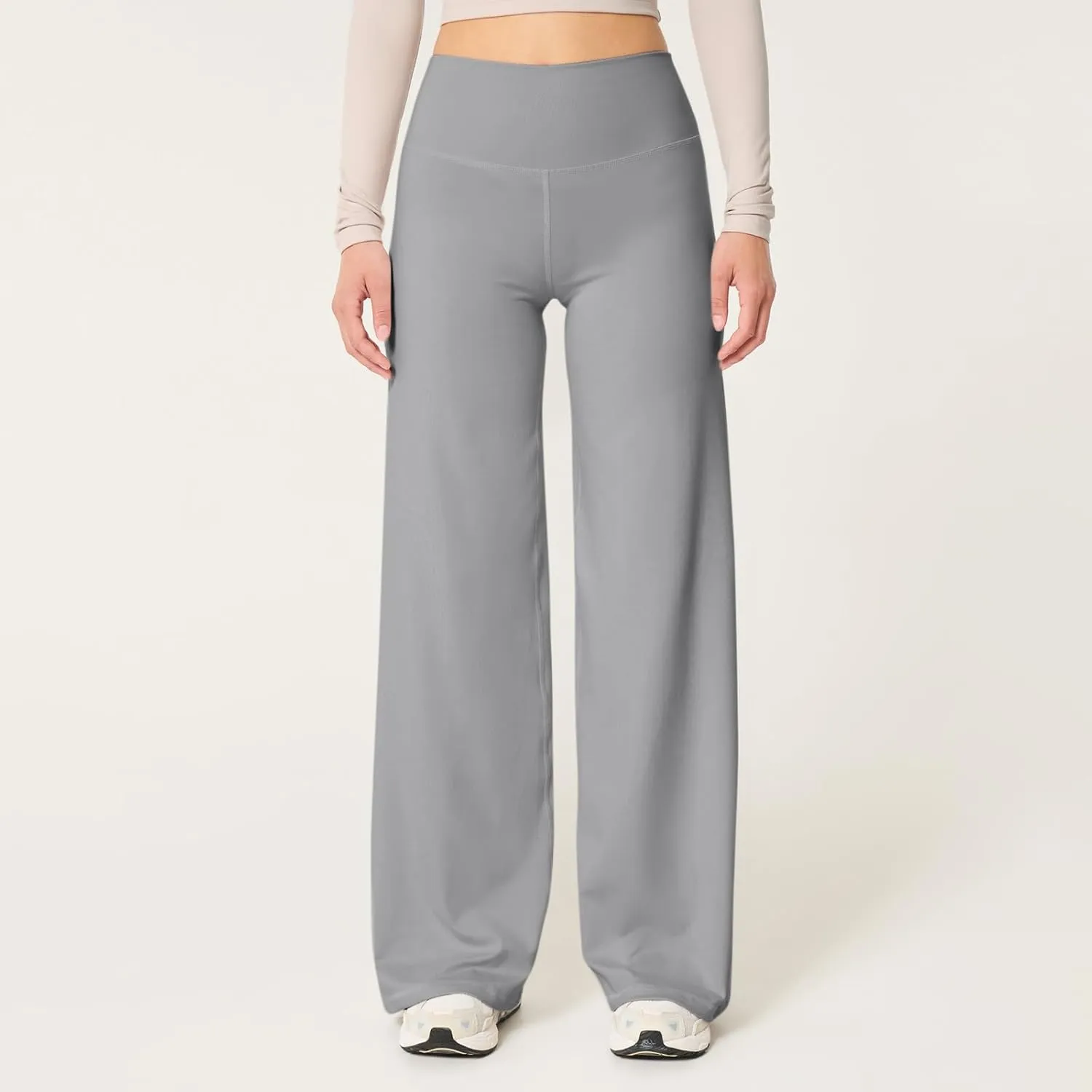 Wide Leg Yoga Pants for Women Elastic High Waisted Lounge Pants Slim Fit Leggings Pull on Trousers Straight Leg Casual Pants