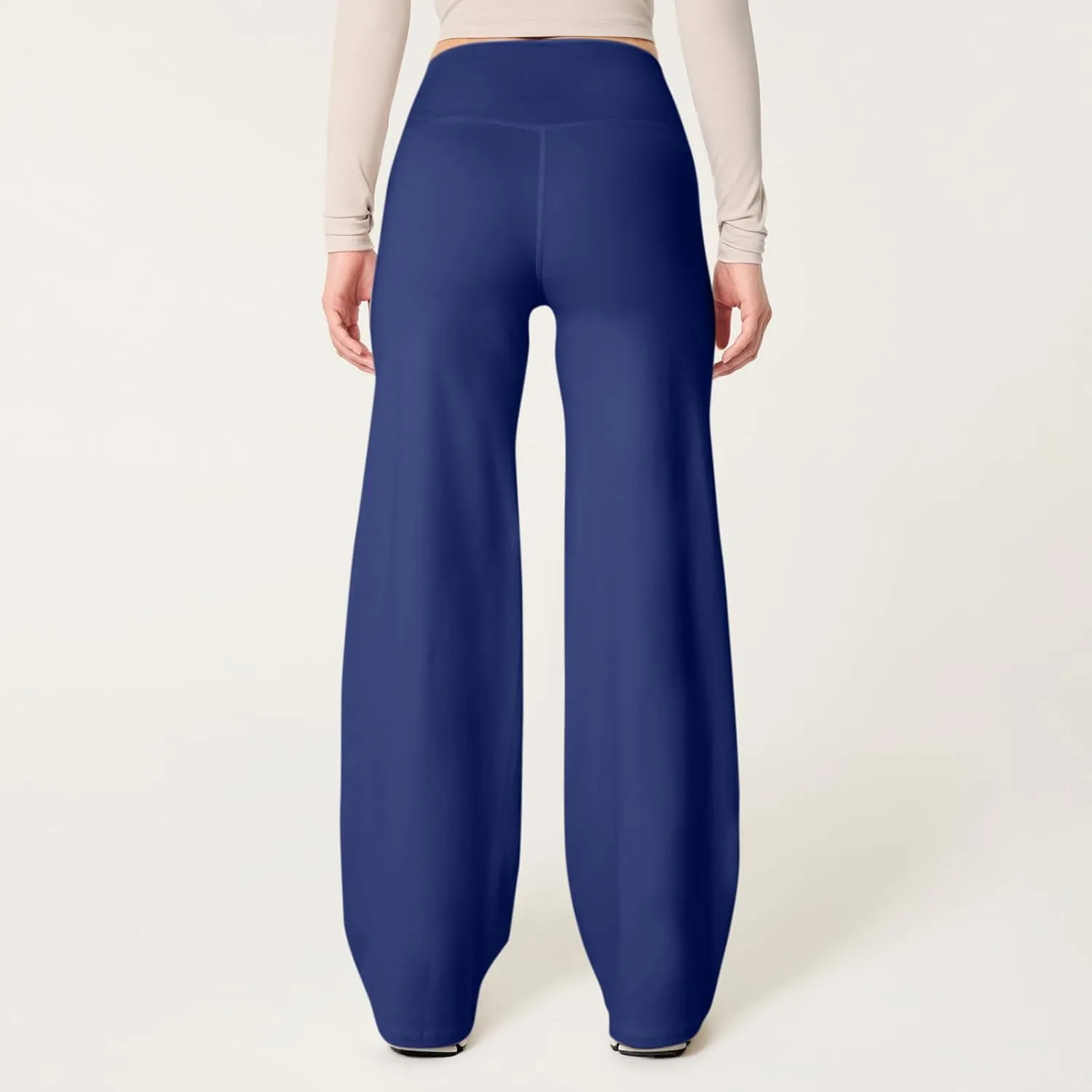 Wide Leg Yoga Pants for Women Elastic High Waisted Lounge Pants Slim Fit Leggings Pull on Trousers Straight Leg Casual Pants