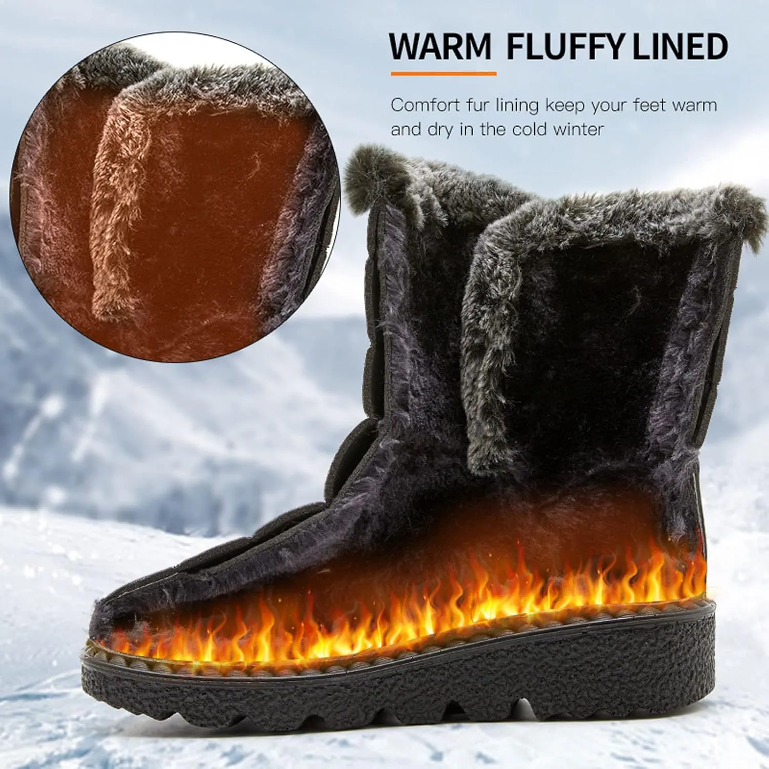 Winter Boots for Women Fashion Casual Womens Size 8.5 Snow Boot Womens Extra Wide Snow Boots Winter Dress Knee Boots for Women Leather Low Heel Insulated Womens Winter Hiking Boots Wide Width