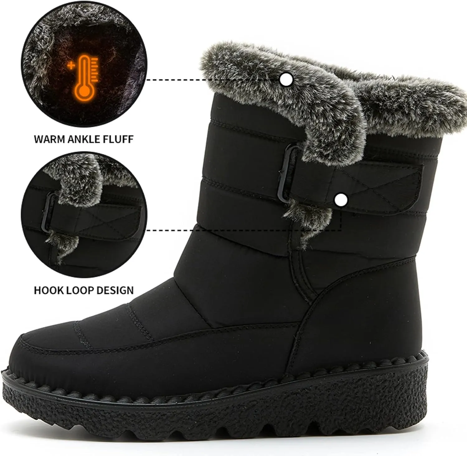 Winter Boots for Women Fashion Casual Womens Size 8.5 Snow Boot Womens Extra Wide Snow Boots Winter Dress Knee Boots for Women Leather Low Heel Insulated Womens Winter Hiking Boots Wide Width
