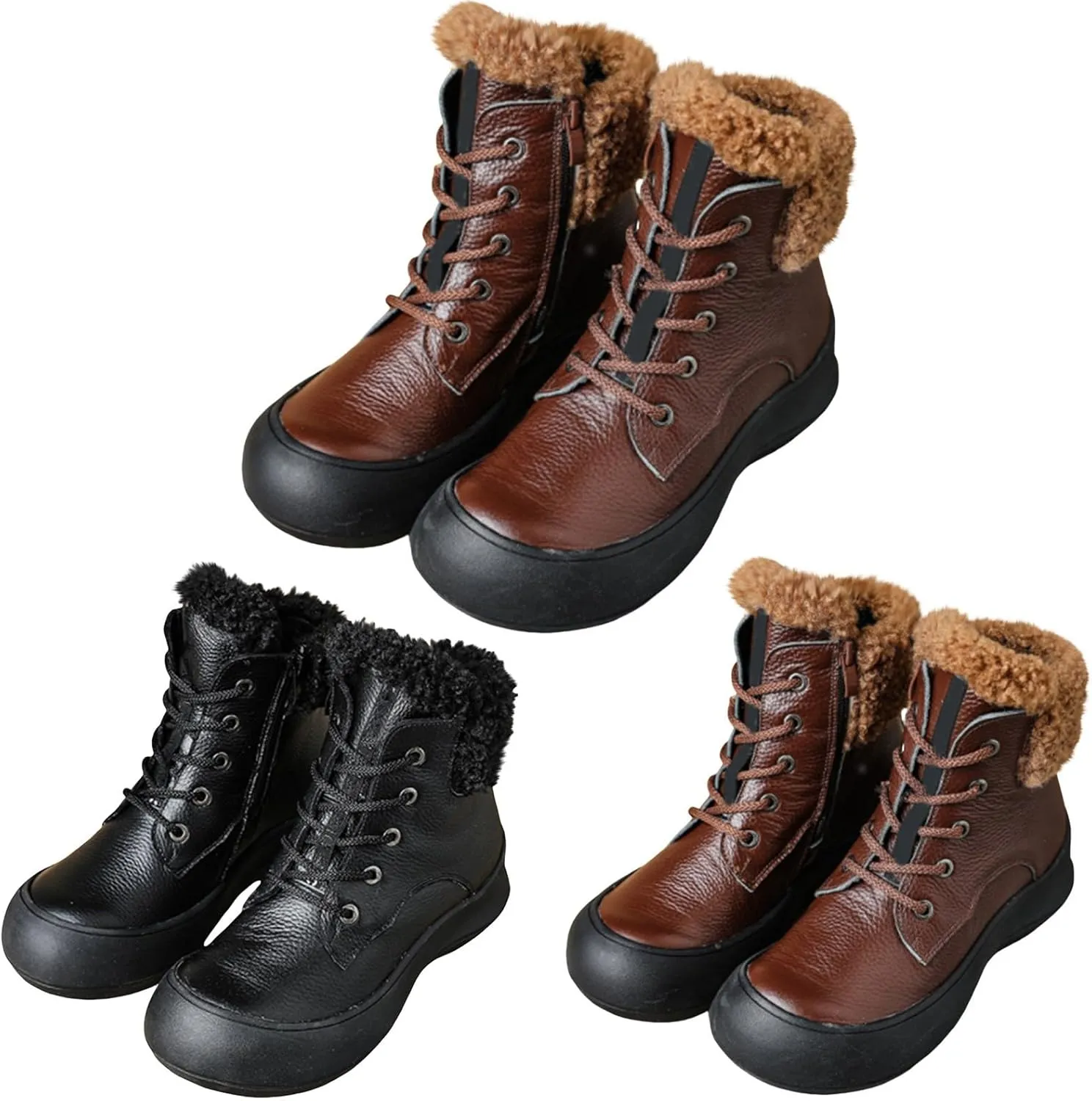 Winter Boots for Women Waterproof Snow Womens Winter Shoes Black Furry Boots for Women Non Slip Work Boots Women Short Winter Boots for Women Low Heel Prime of Day Deals Today 2024