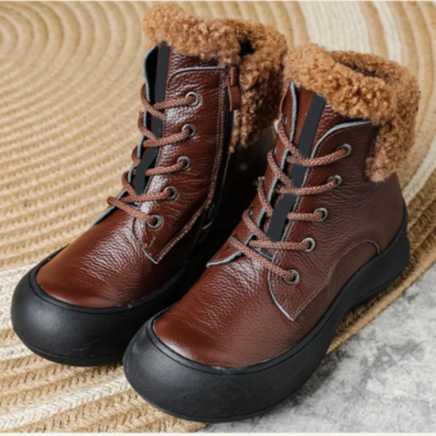 Winter Boots for Women Waterproof Snow Womens Winter Shoes Black Furry Boots for Women Non Slip Work Boots Women Short Winter Boots for Women Low Heel Prime of Day Deals Today 2024