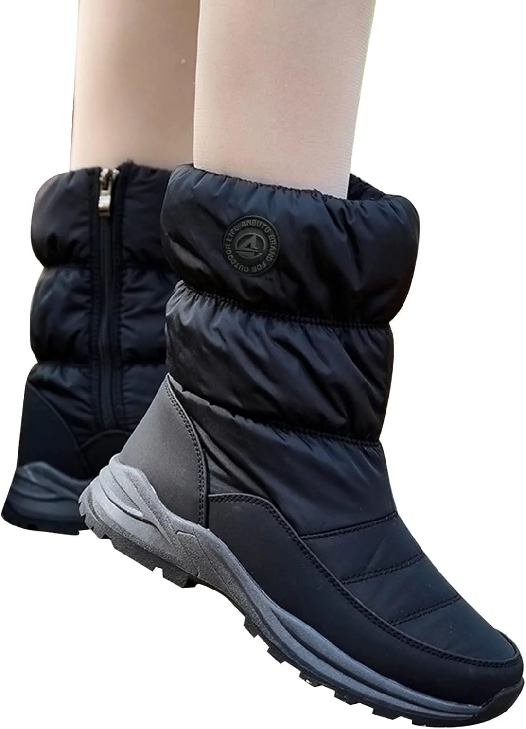 Winter Boots for Women Waterproof Thermal Winter Ankle Boots for Women Waterproof Snow Brown Black Fuzzy Winter Ankle Boots for Women Fur Lined Winter Boot for Women Botas Nieve Para Mujer
