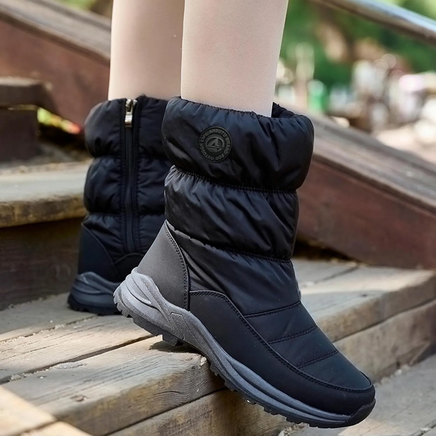Winter Boots for Women Waterproof Thermal Winter Ankle Boots for Women Waterproof Snow Brown Black Fuzzy Winter Ankle Boots for Women Fur Lined Winter Boot for Women Botas Nieve Para Mujer
