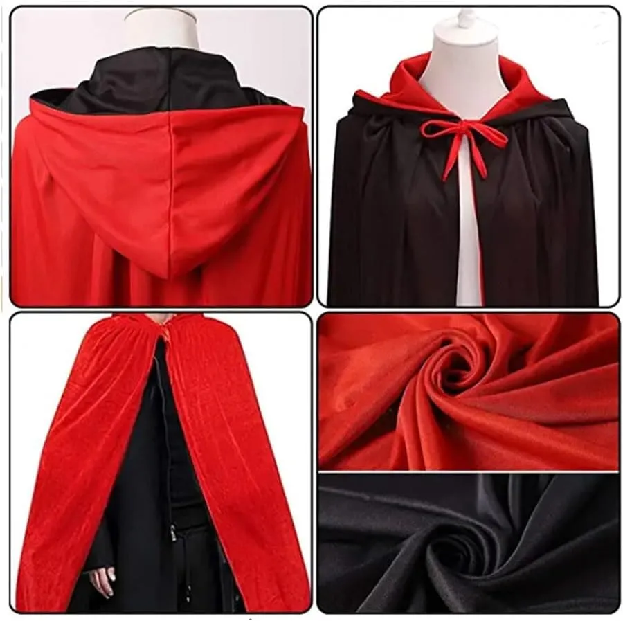 Wizard Cloak Christmas Halloween Witch Party Hooded Cloak Adult Vampires Cape Cloak with Mask Adults and Kids(01,150cm)