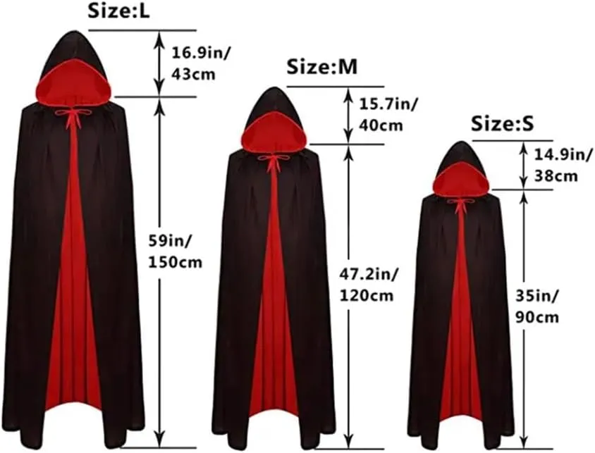 Wizard Cloak Christmas Halloween Witch Party Hooded Cloak Adult Vampires Cape Cloak with Mask Adults and Kids(01,150cm)