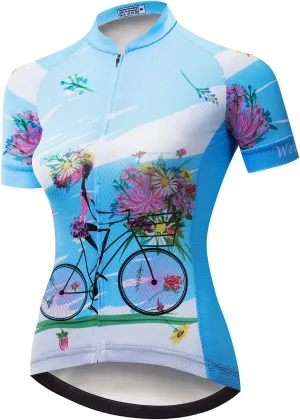 Women Cycling Jersey Shirt Short Sleeve Breathable