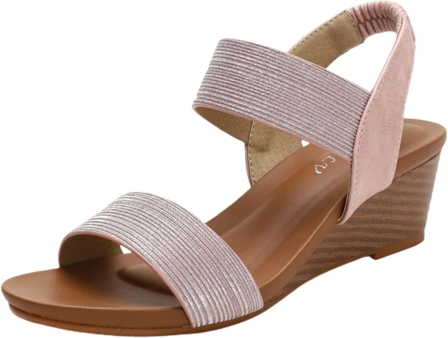 Women Dressy Summer Comfortable Open Toe Wedge Sandals Low Heel Casual Comfy Cute Beach Elastic Strap Shoes Wedding Work Office Fashion Trendy Sandal Lightweight Breathable Outdoor Sandals