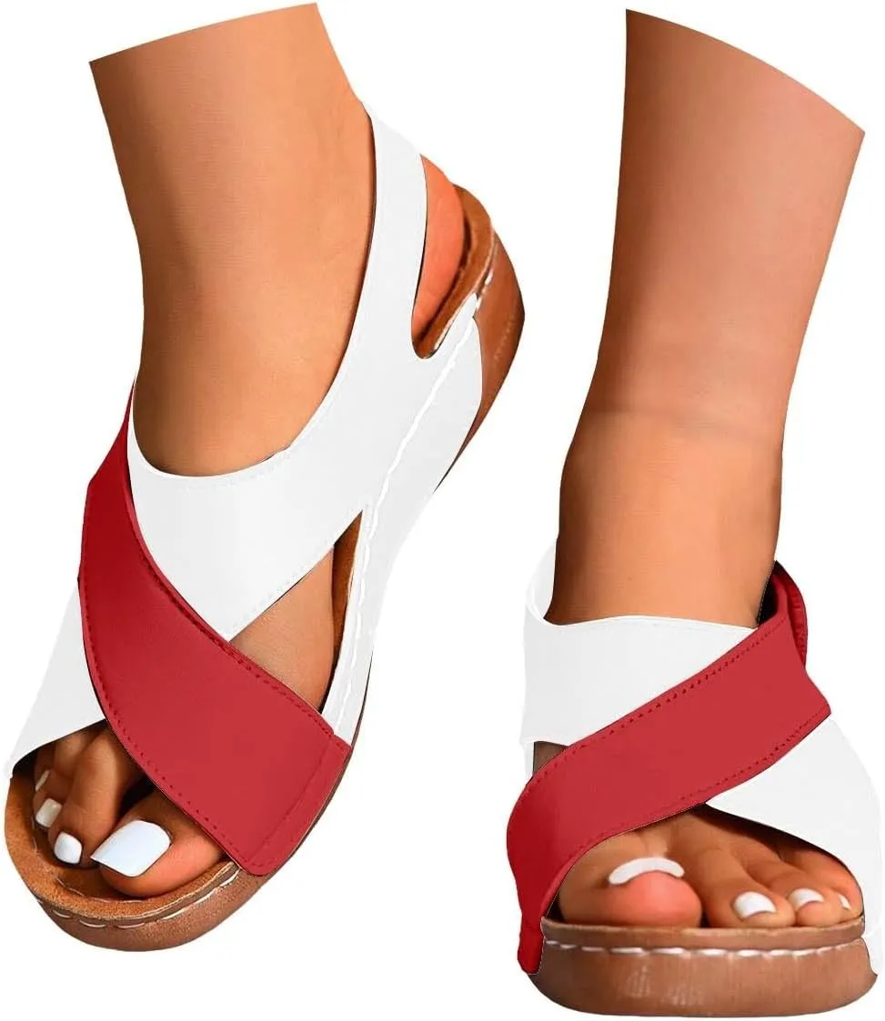 Women Summer Sandals Casual Breathable Beach Walking Shoes Fshion Comfortable Orthopedic Samdals Hollow Non Slip Comfort Sole Sports Sandles Women's Flip Flops 2025 New Sandal