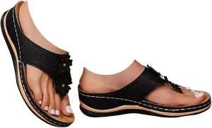 Women Wedge Orthopedic Flip-Flops Open Toe Breathable Platform Ankle Sandals Casual Comfortable Outdoor Shoes Walking Slippers with Arch Support