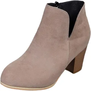 Women's Ankle Boots & Booties Fashion Large Size Side V Cutouts Chunky Pointed Toe Print High Heels Booties Shoes