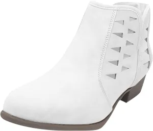 Women's Ankle Boots & Booties Low Heel Winter Boots for Women 2024 Fashion Casual V-Cut Triangle Shape Hollow Shoes
