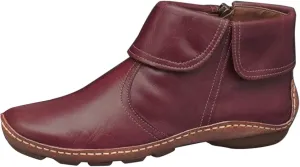 Womens Ankle Boots No Heel Arch Support Booties Side Zipper Vintage Leather Boots Flat Heel Dressy Booties