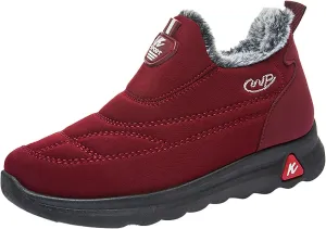 Womens Booties and Ankle Boots Plush Lined Cushion Sneakers Non Slip Cotton Boots Slip On Snow Boots Hiking Boots