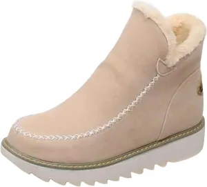 Women's Classic Faux Fur Slip on Winter Ankle Snow Boots Winter Boots for Women Waterproof Snow Non Slip Womens Wide Toe Snow Boots Women Winter Boots Size 10 1/2 Botas De Mujer Para El Frio