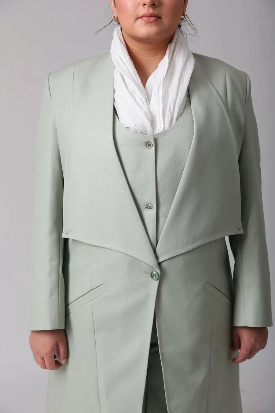Women's Classic Sage Green Three Piece Suit