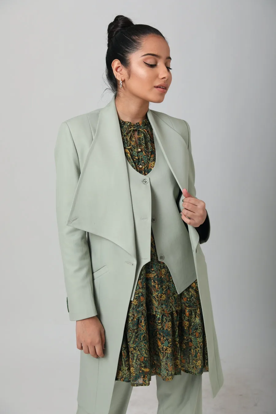 Women's Classic Sage Green Three Piece Suit