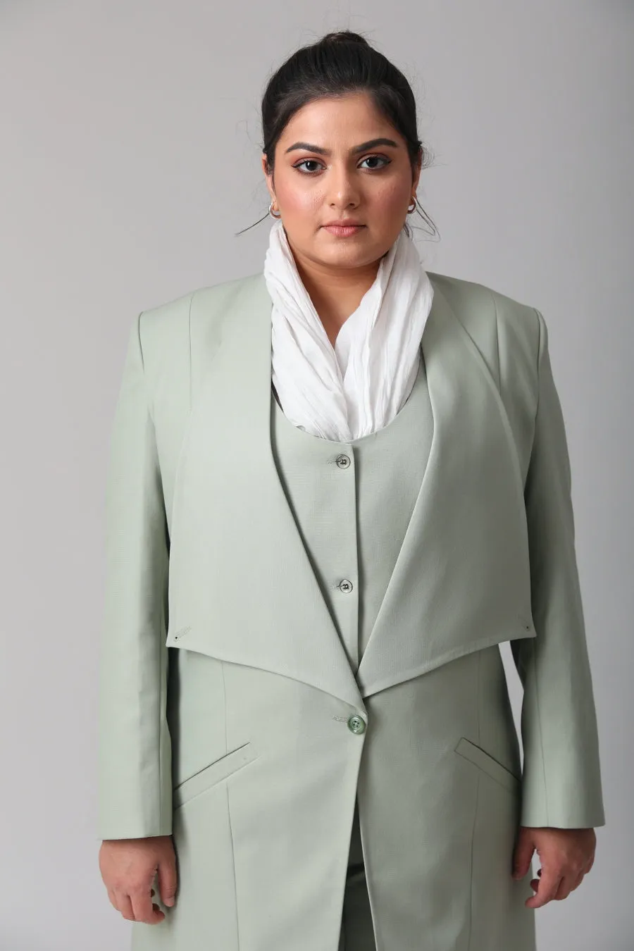 Women's Classic Sage Green Three Piece Suit