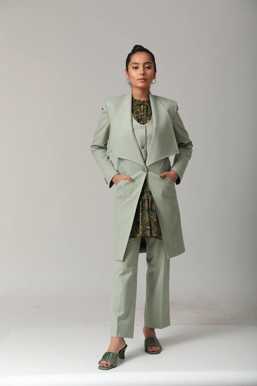 Women's Classic Sage Green Three Piece Suit