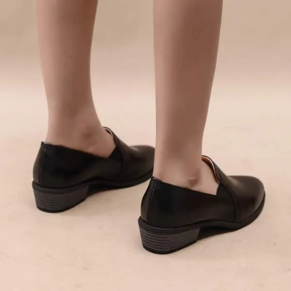 Women's Deep Mouth Thick Heel Pointed Single Shoes 10158605C