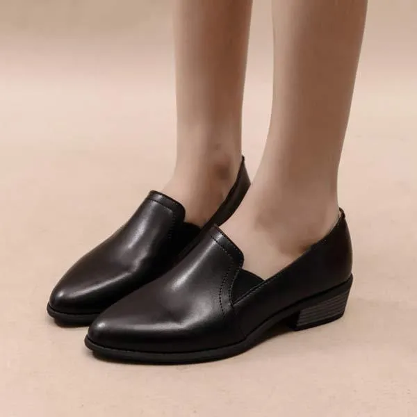 Women's Deep Mouth Thick Heel Pointed Single Shoes 10158605C