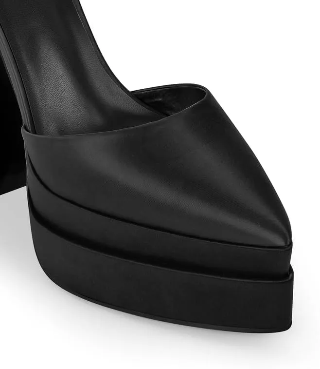 Women??s Double High Chunky Platform Pointed Closed Toe Chunky Heels Ankle Strap Rhinestone Pumps Shoes for Dress Wedding Party