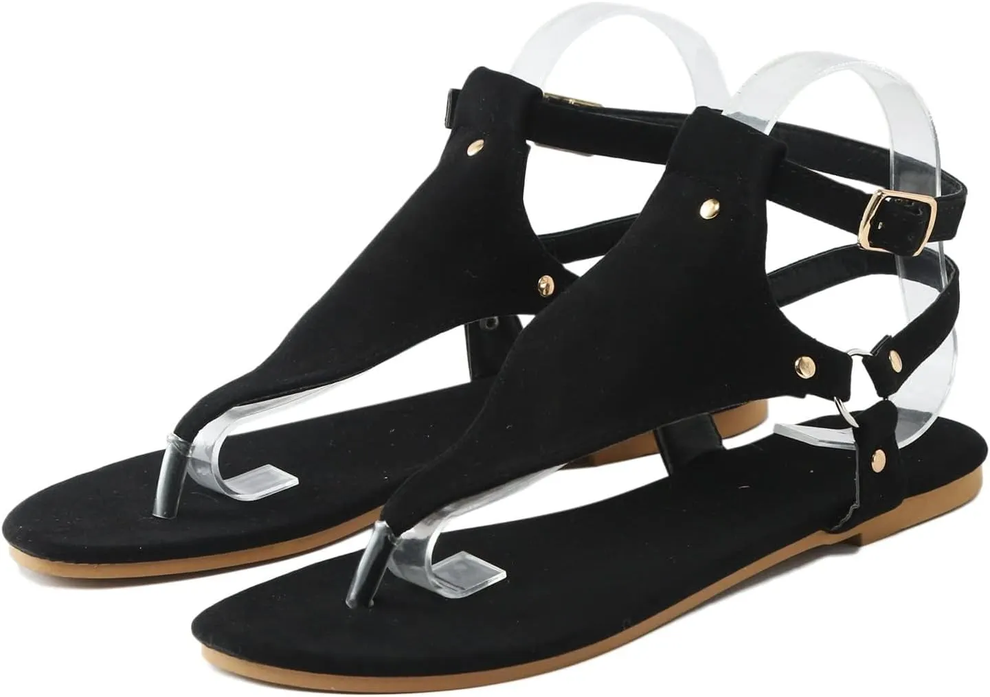 Women's Elastic Strappy Thong Ankle Strap Summer Gladiator Sandals T-Strap Walking Thong Sandals for Women, Beach Flat Walking Shoes Comfortable Slip on Dress Shoes