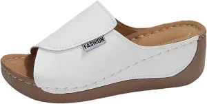 Women's Fishmouth Platform Wedge Slippers Sandals Open Toe with Arch Support Orthopedic Comfortable Walking Sandals Slip on Summer Fashion Beach Platform Slides