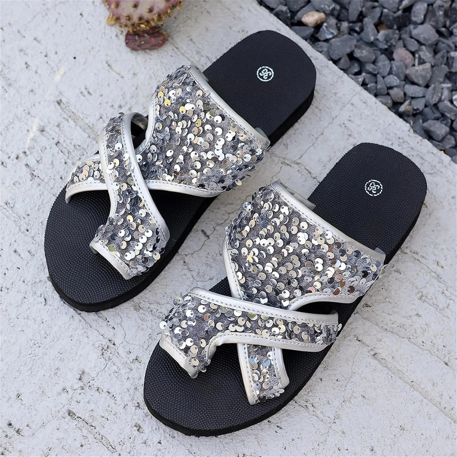 Womens Flat Slippers Fashion Open Toe Platform Slides Elastic Lightweight Comfortable Slip On Beach Sandal