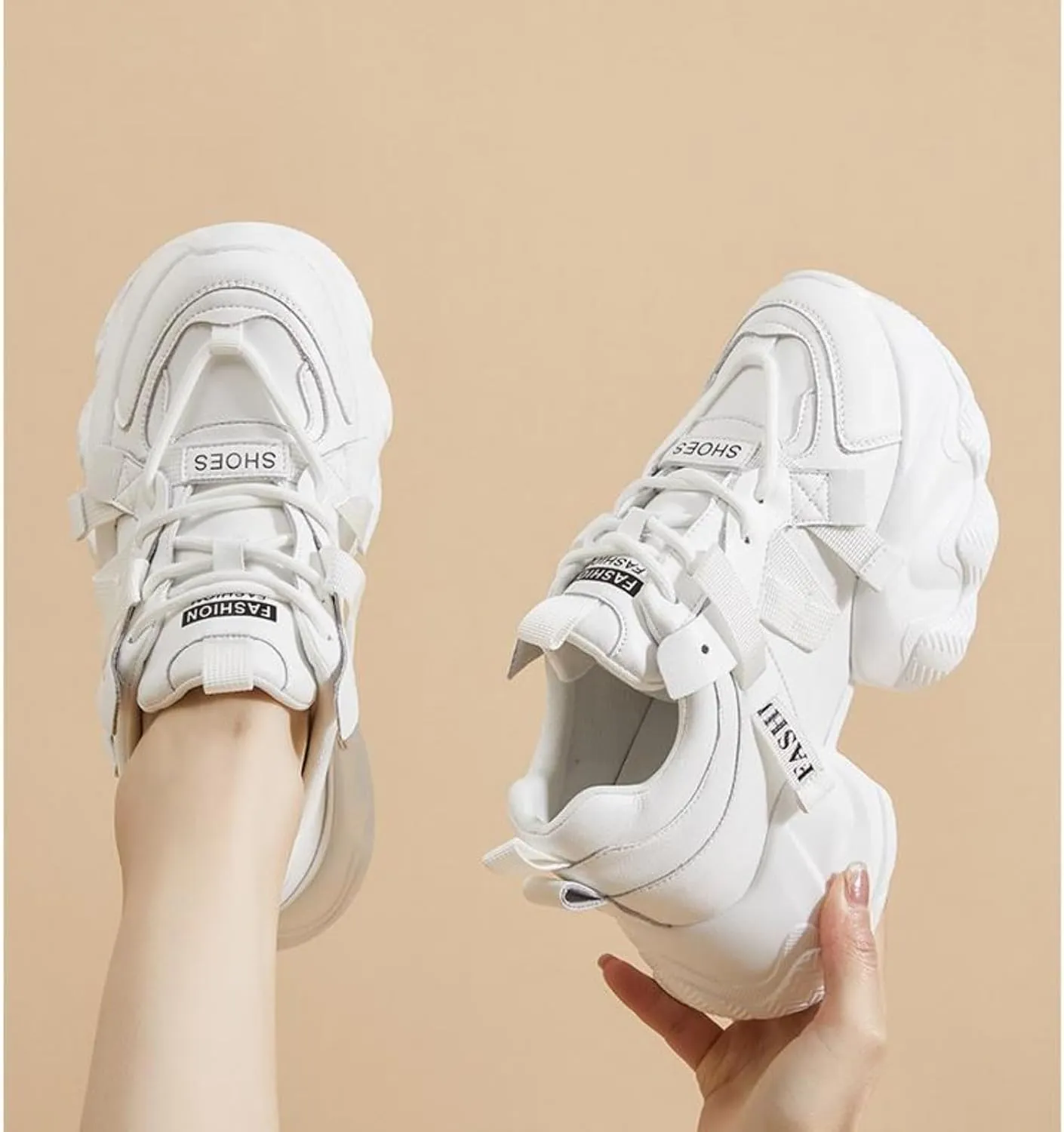 Women's Lace-Up Chunky Sneakers Casual Breathable Platform Dad Shoes