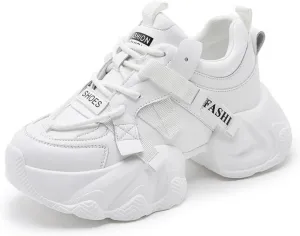 Women's Lace-Up Chunky Sneakers Casual Breathable Platform Dad Shoes