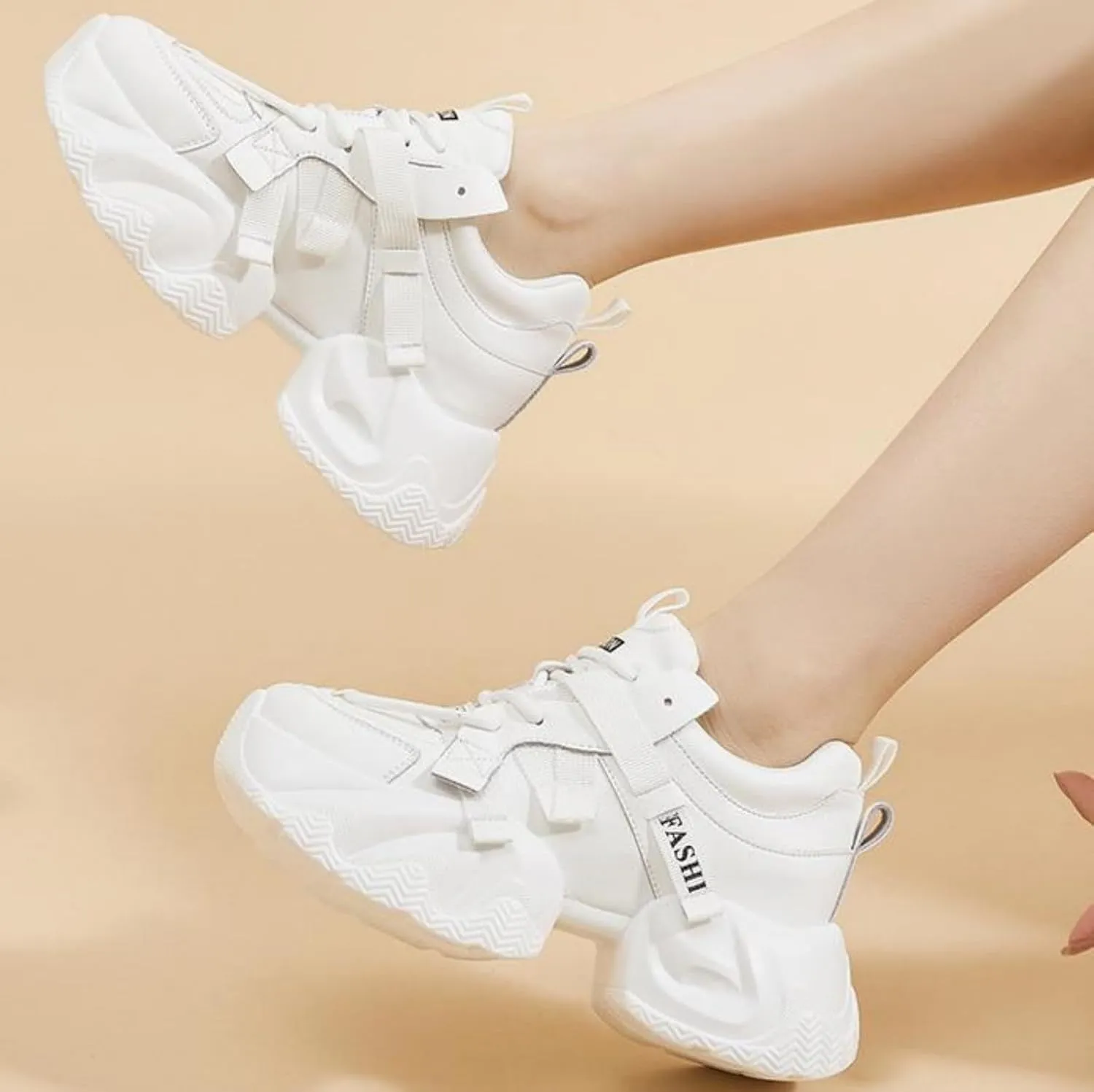 Women's Lace-Up Chunky Sneakers Casual Breathable Platform Dad Shoes